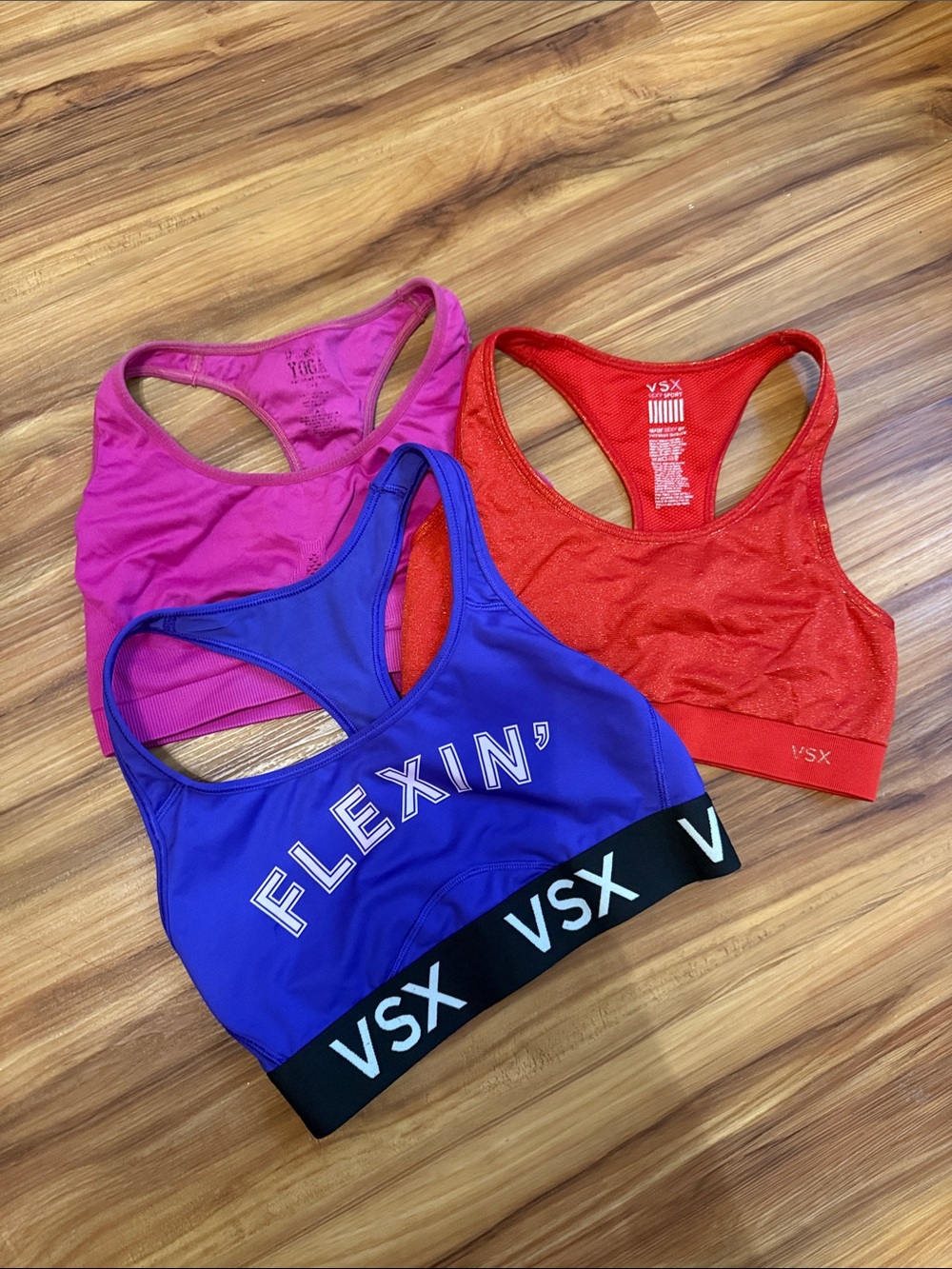 Victoria Secret Sports Bra Trio in Purple, Pink & Red
ALL SIZE SMALL